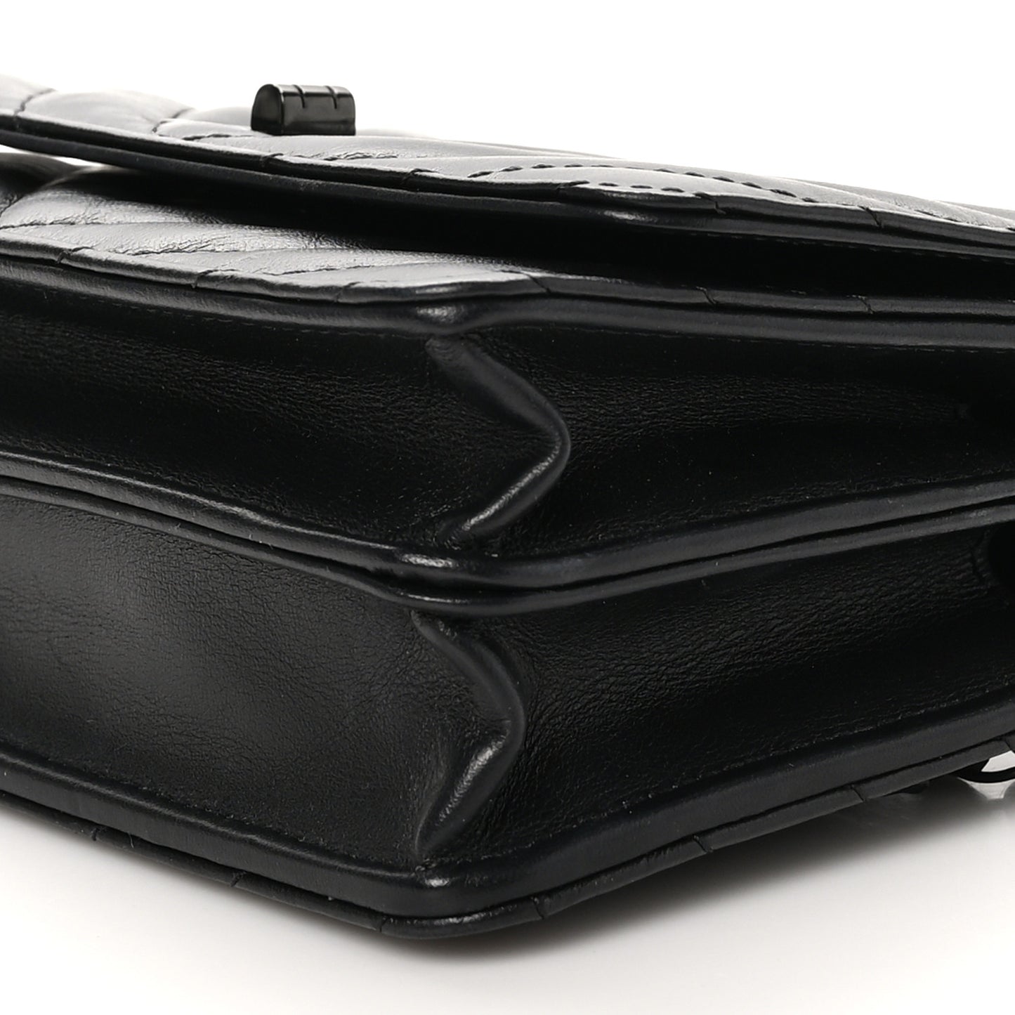 Aged Calfskin Chevron Quilted Reissue 2.55 Square Wallet On Chain WOC So Black