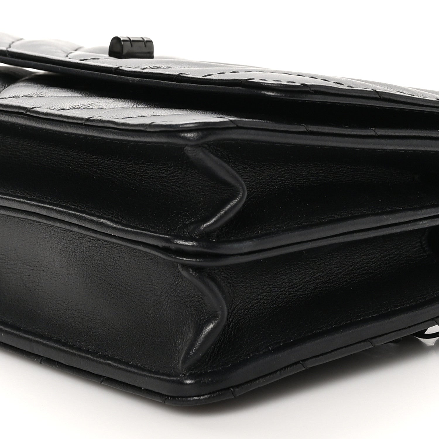 Chanel Aged Calfskin Chevron Quilted Reissue 2.55 Square Wallet On Chain WOC So Black 9 of 10