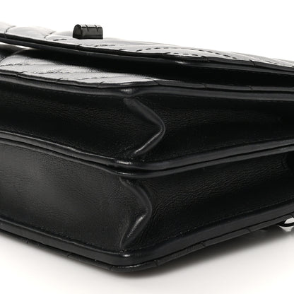 Chanel Aged Calfskin Chevron Quilted Reissue 2.55 Square Wallet On Chain WOC So Black 9 of 10