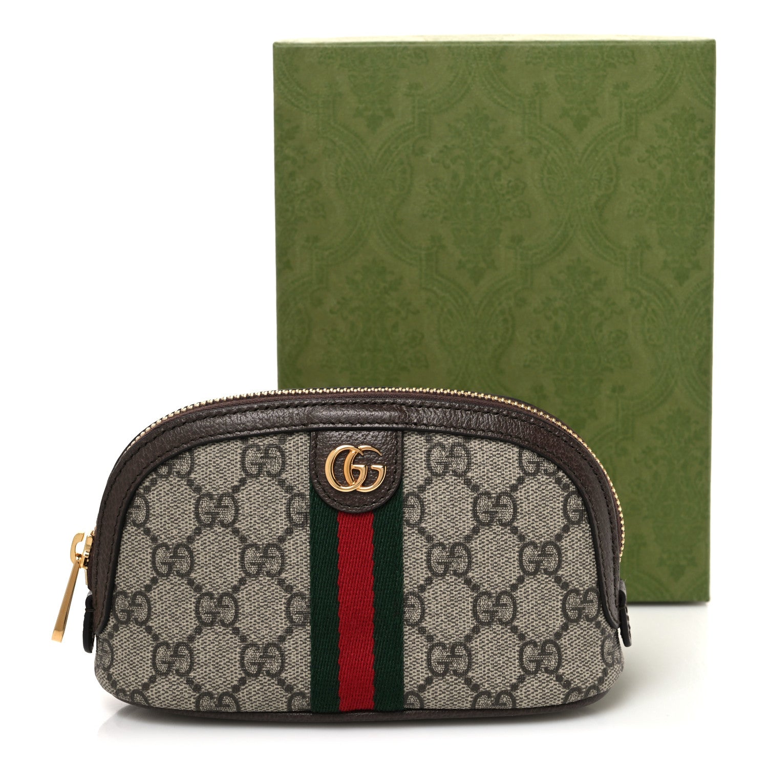 Gucci GG Supreme Monogram Textured Calfskin Web Medium Ophidia Cosmetic Case Beige Ebony New Acero 8 of 8