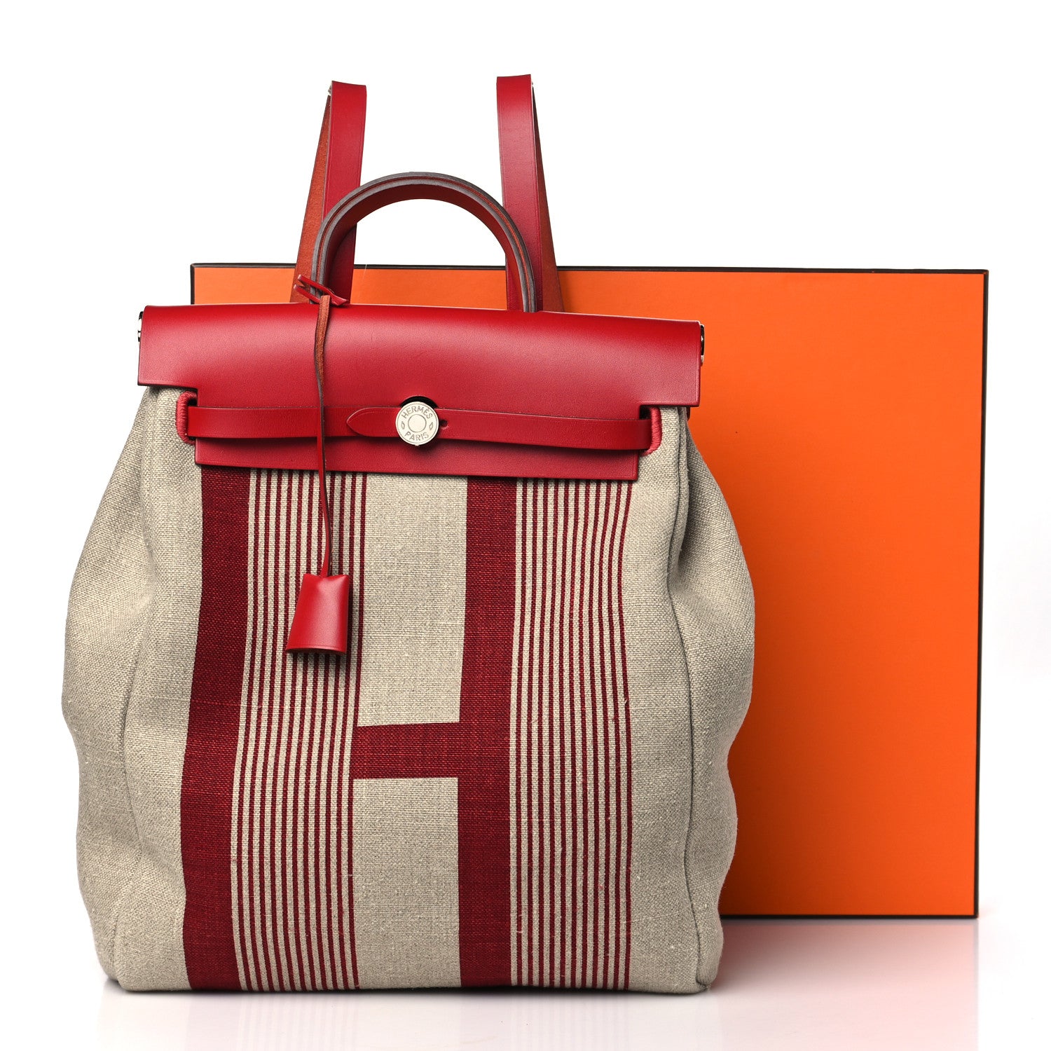 Hermes Vache Hunter Toile H Vibration Herbag a Dos Retourne Backpack Bordeaux Ficelle Rouge Piment 13 of 13