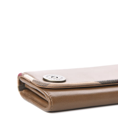 Burberry Grainy Calfskin Nova Check Tri-Fold Wallet Tan 6 of 10
