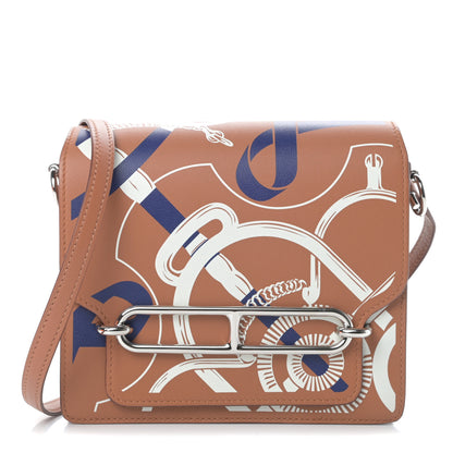 Hermes Swift Printed Eperon d'Or Mini Sac Roulis Gold White Bleu Encre 1 of 11