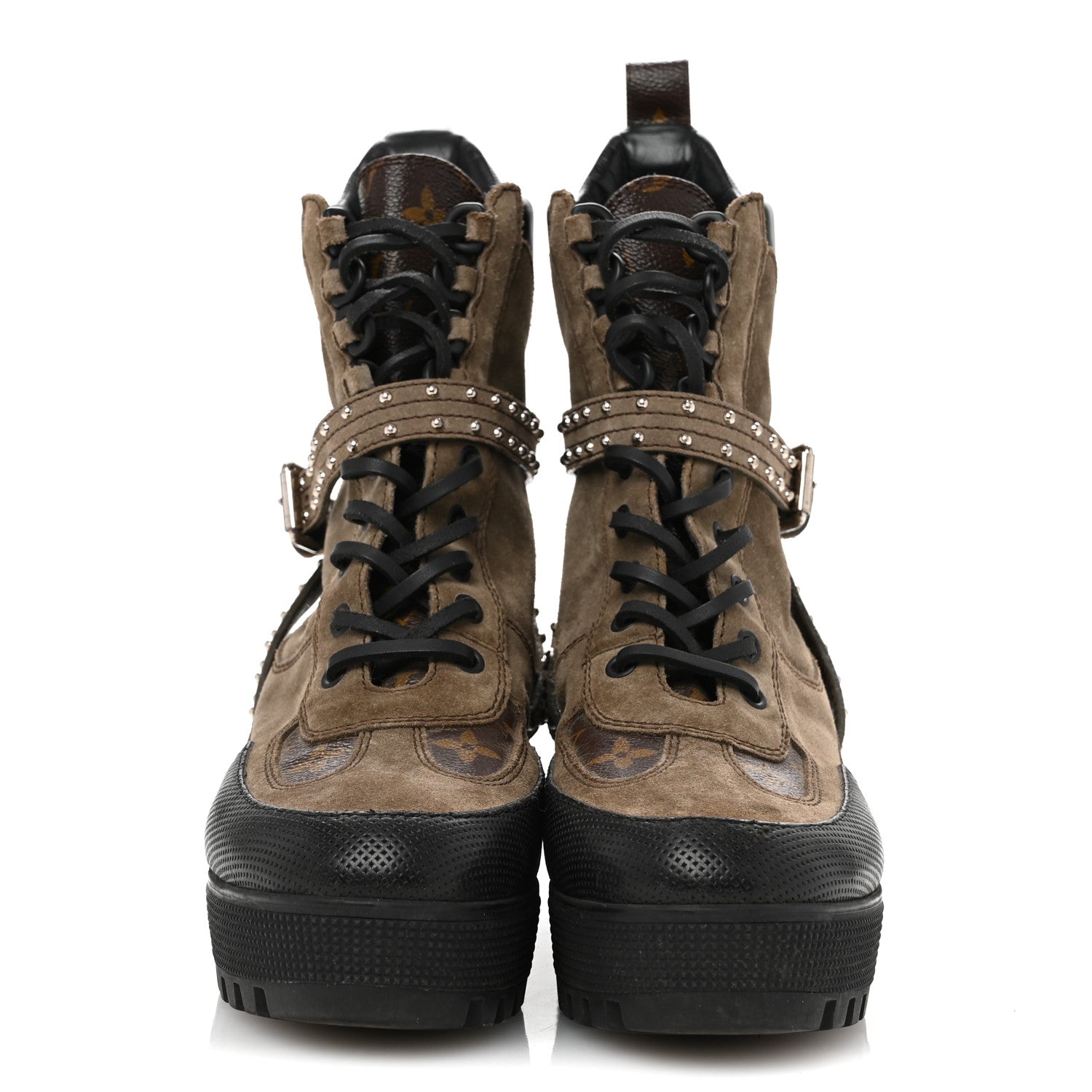 Louis Vuitton Suede Calfskin Monogram Laureate Platform Desert Boots 39 Kaki 3 of 10