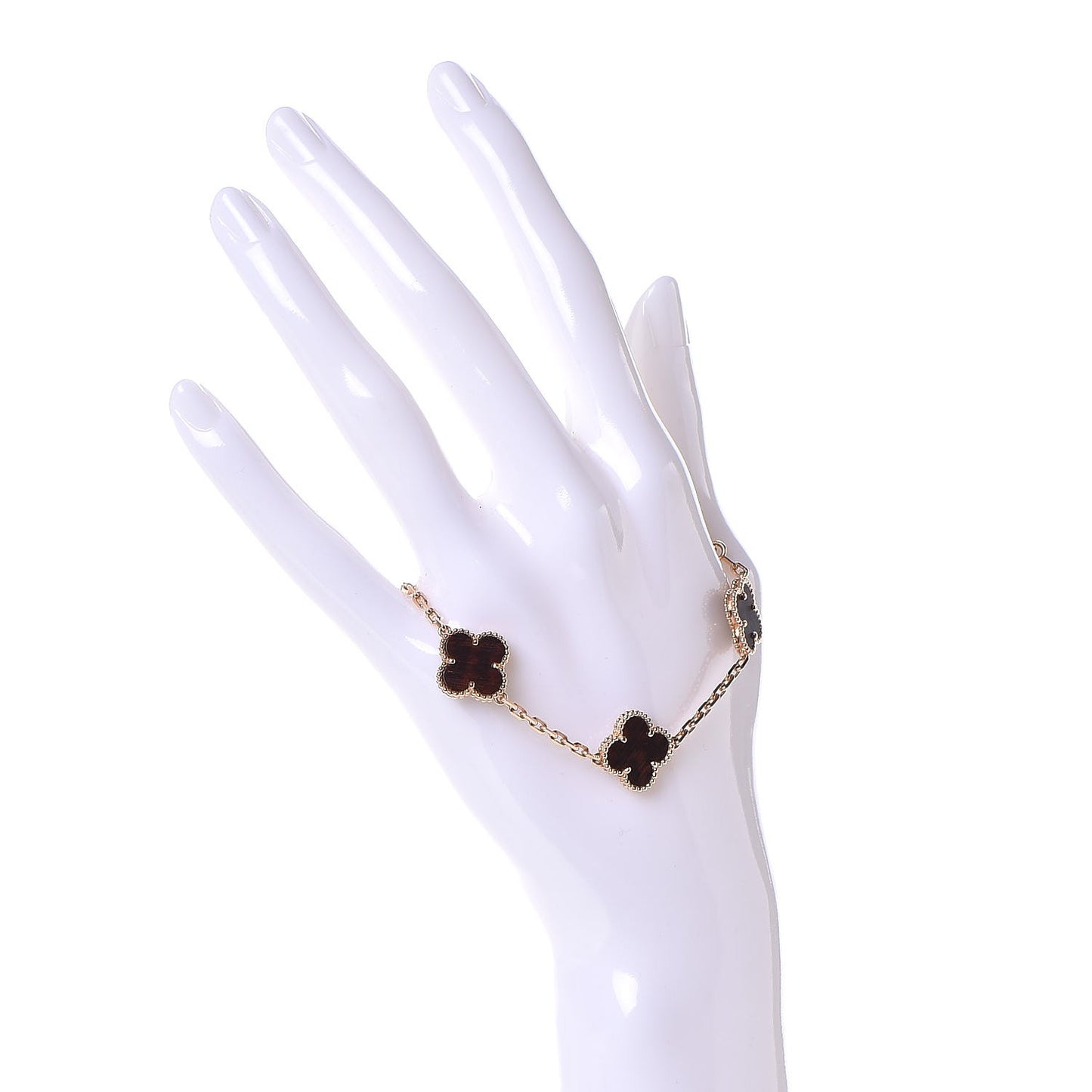 18K Rose Gold Letterwood 5 Motifs Vintage Alhambra Bracelet