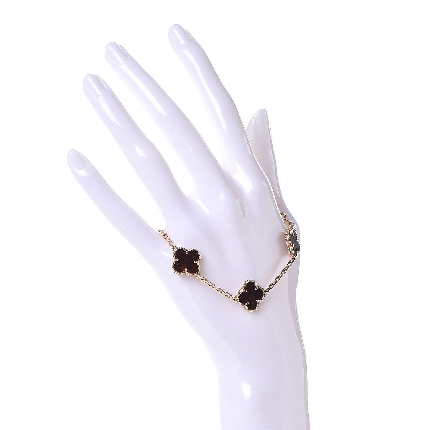 Van Cleef & Arpels 18K Rose Gold Letterwood 5 Motifs Vintage Alhambra Bracelet 2 of 5