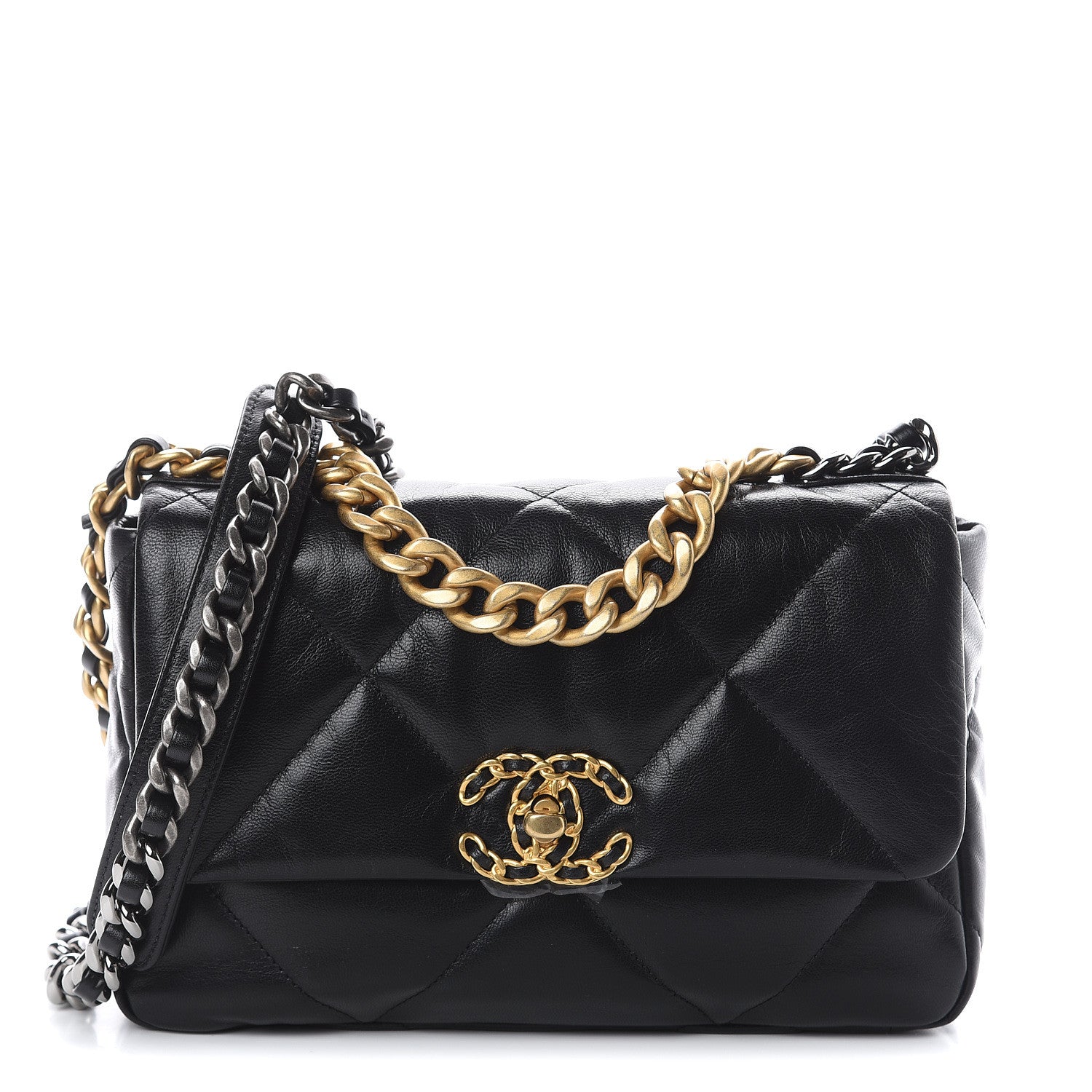 Chanel Goatskin Quilted Medium 19 Flap Black 1 of 9