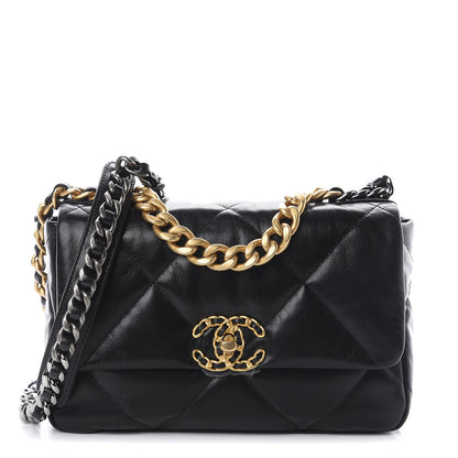 Chanel Goatskin Quilted Medium 19 Flap Black 1 of 9