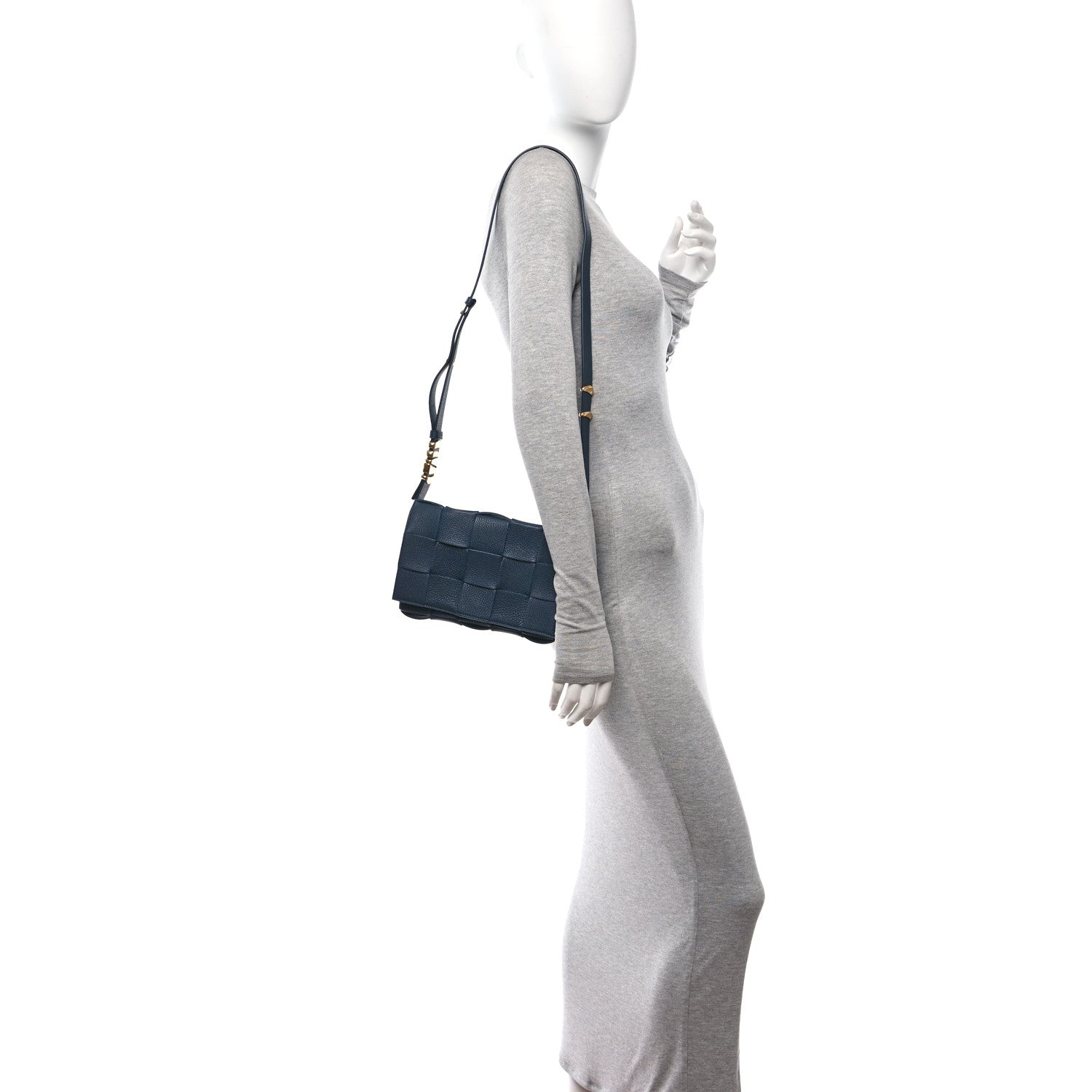 Bottega Veneta Grained Calfskin Maxi Intrecciato Cassette Crossbody Bag Deep Blue 2 of 11