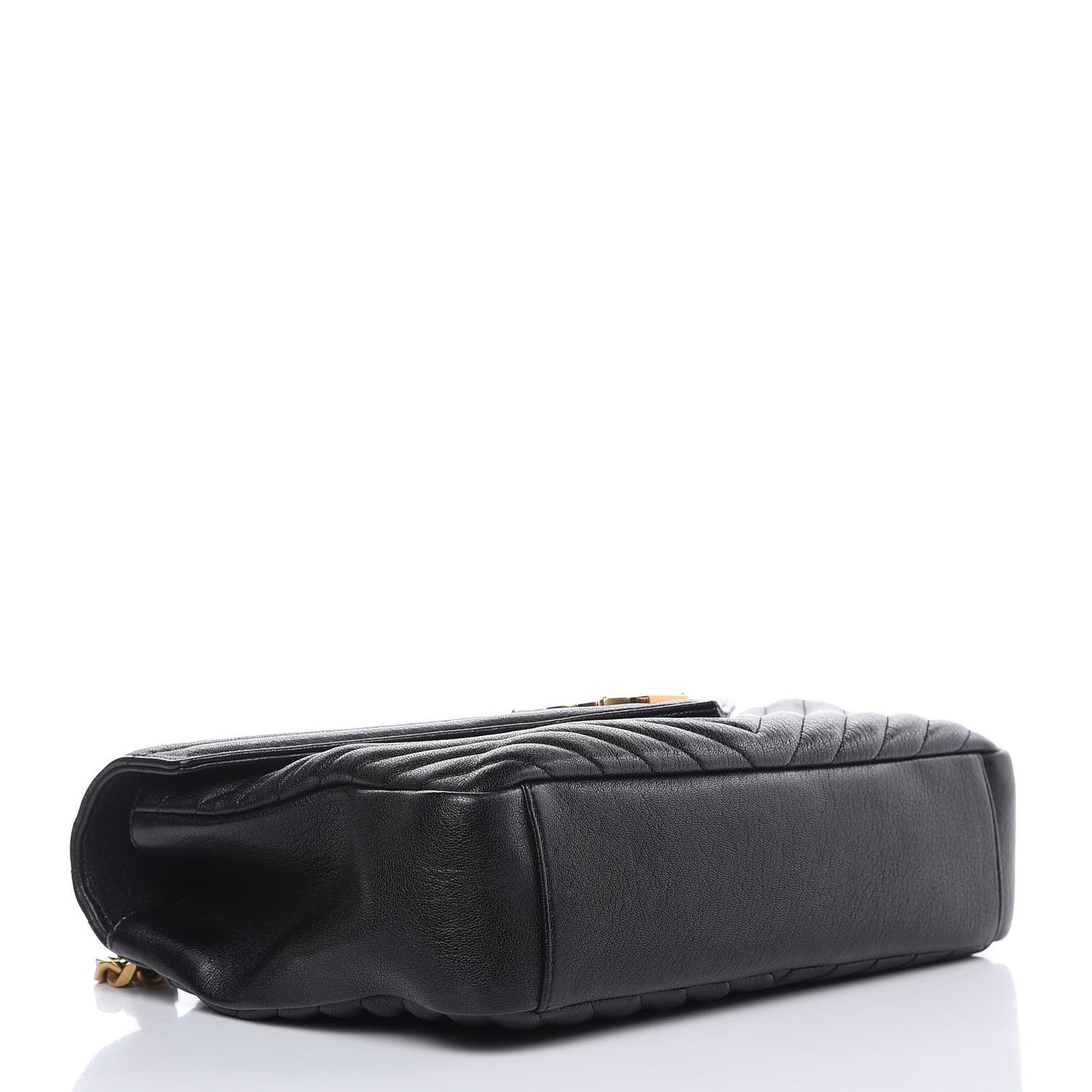 Sheepskin Matelasse Chevron Monogram Large College Satchel Black