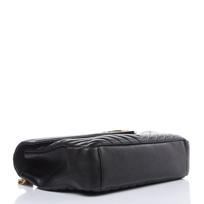 Saint Laurent Sheepskin Matelasse Chevron Monogram Large College Satchel Black 4 of 12
