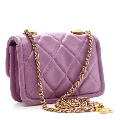 Chanel Shiny Lambskin Quilted Extra Mini Flap Purple 3 of 10