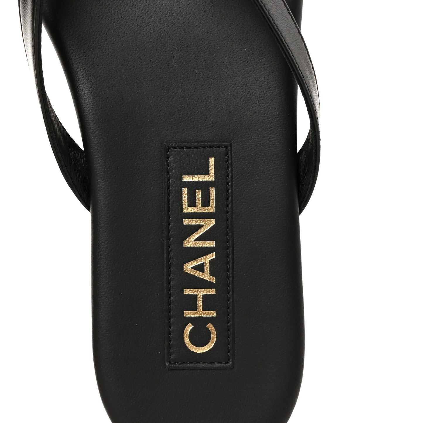 Shiny Lambskin Crystal CC Thong Sandals 38 Black