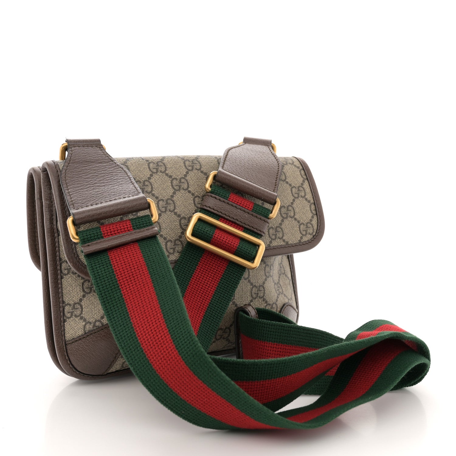 Gucci GG Supreme Monogram Web Small Neo Vintage Double Flap Messenger Bag Beige New Acero 3 of 13