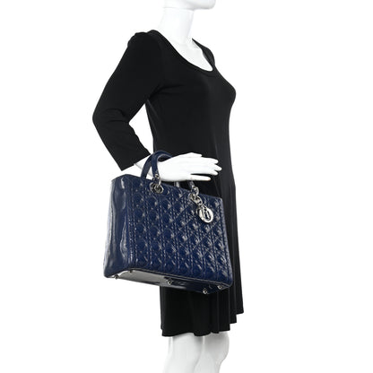 Christian Dior Patent Cannage Large Lady Dior Blue 2 of 12