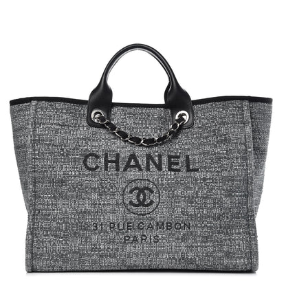 Chanel Woven Straw Raffia Large Deauville Tote Charcoal 1 of 9