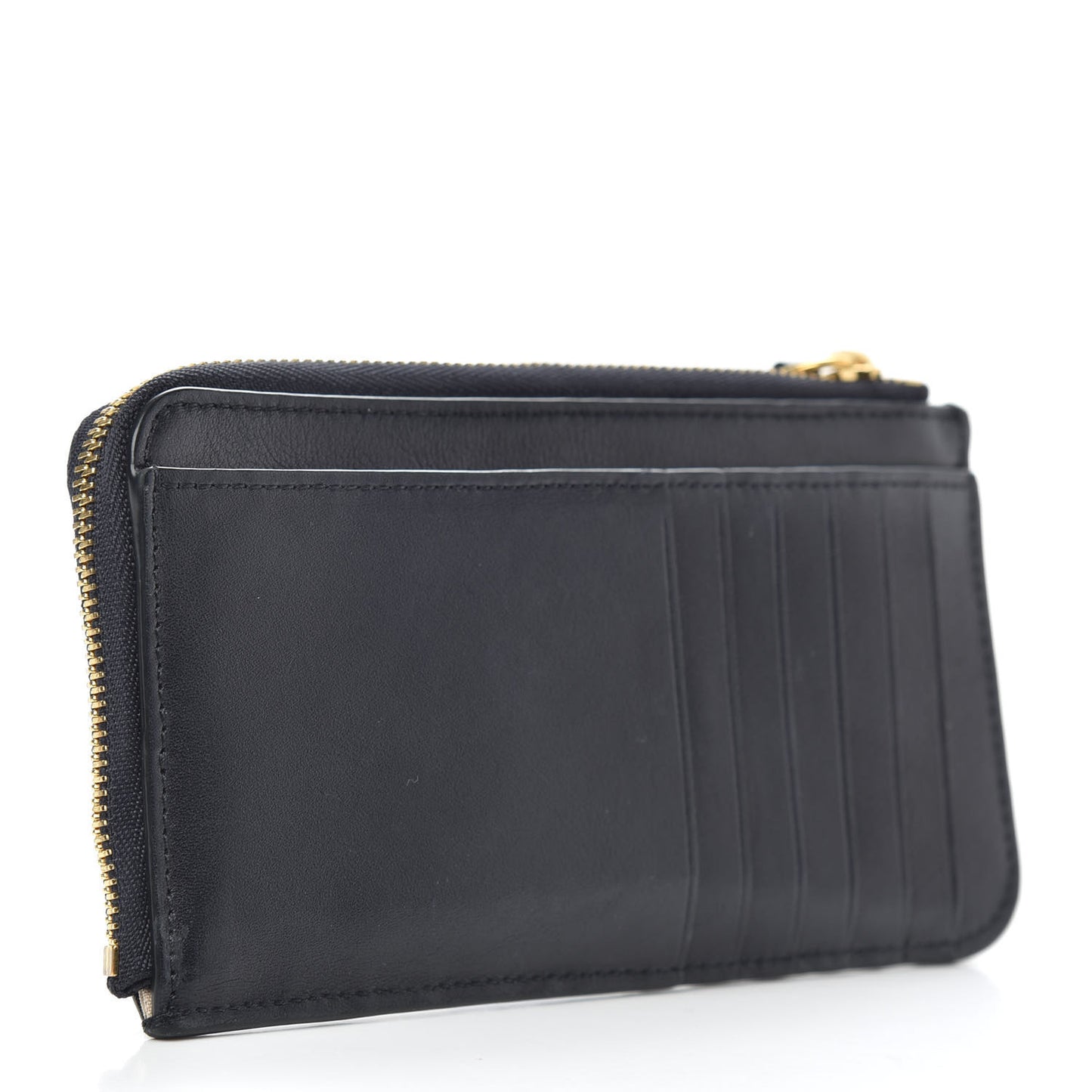 Smooth Calfskin Logo Vick Zip Card Case Full Blue