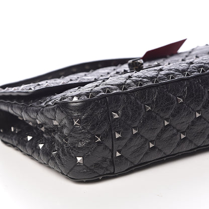 Valentino Garavani Craquele Nappa Medium Rockstud Spike Shoulder Bag Black 12 of 13