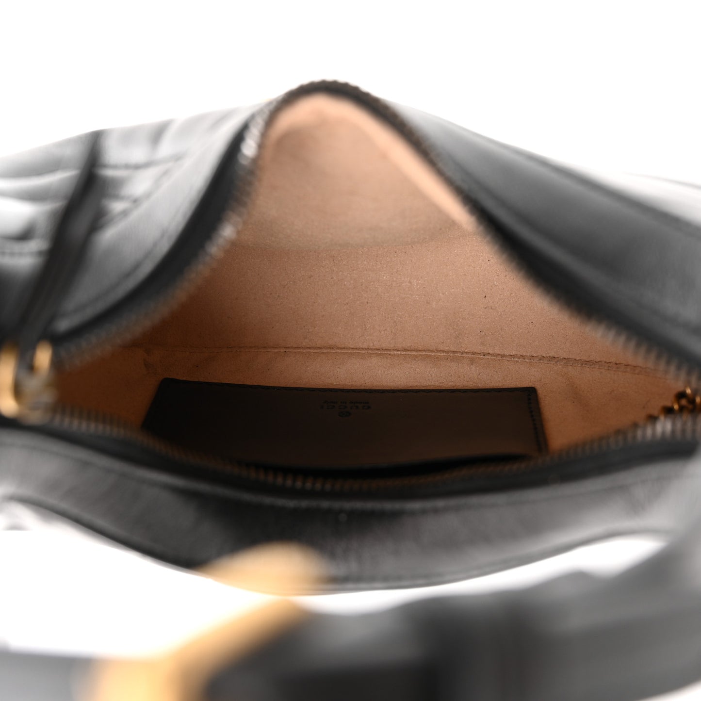 Calfskin Matelasse Chevron Mini GG Marmont Half Moon Hobo Black