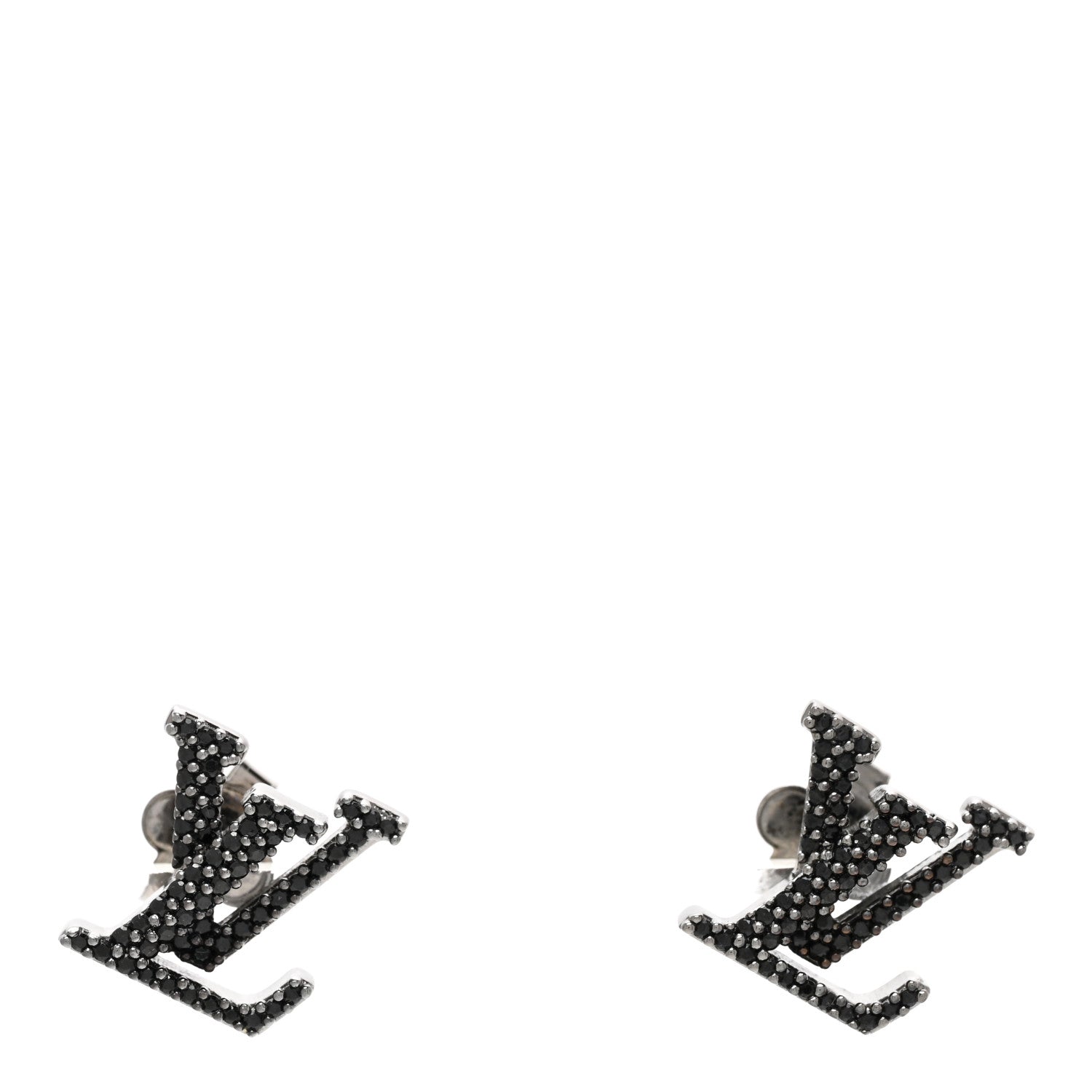 Louis Vuitton Metal Crystal LV Iconic Earrings Black Dore 1 of 6