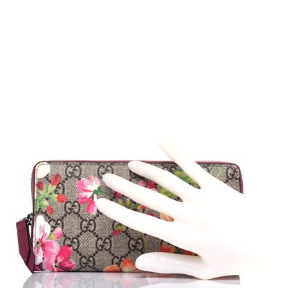 Gucci GG Supreme Monogram Blooms Zip Around Wallet Beige Multicolor Dry Rose 2 of 12