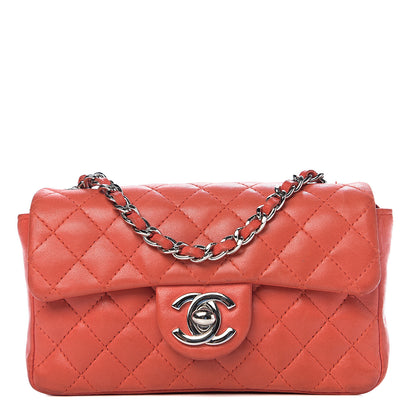 Chanel Lambskin Quilted Mini Rectangular Flap Red Orange 1 of 12