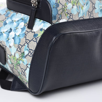 Gucci GG Supreme Monogram Blooms Medium Day Backpack Beige Blue Navy 9 of 10