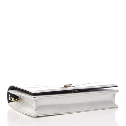 Christian Dior Patent Micro-Cannage Diorama Wallet on Chain Pouch White 4 of 10