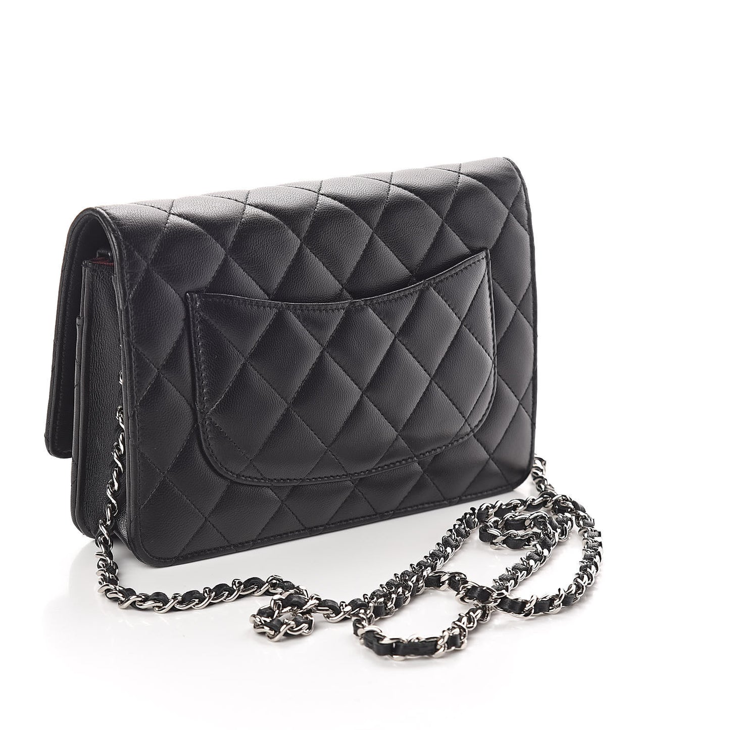 Lambskin Quilted Wallet On Chain WOC Black