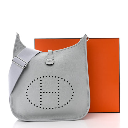 Hermes Taurillon Clemence Evelyne III PM Bleu Pale 11 of 11
