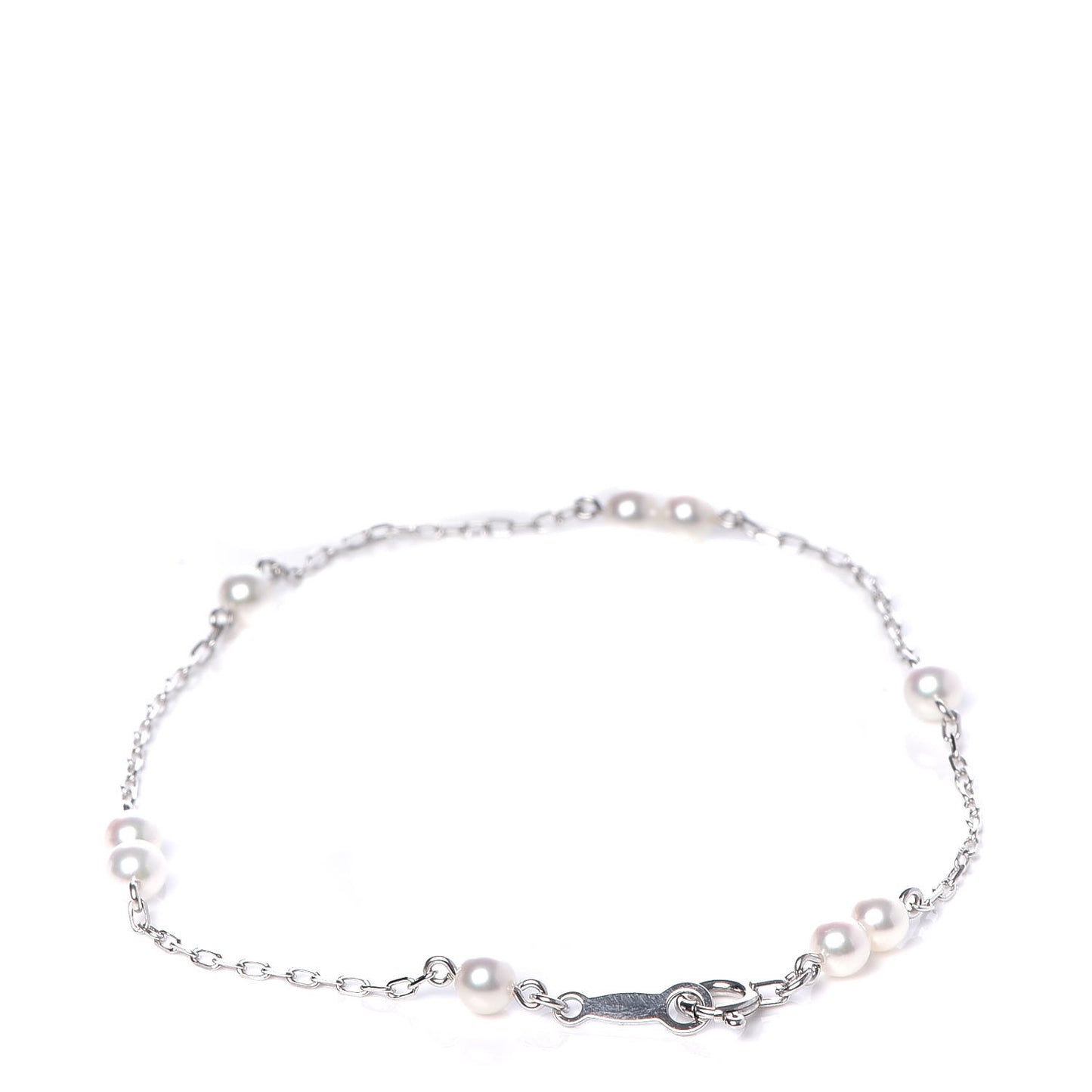 18K White Gold Akoya Pearl 3.5-4mm Station Bracelet