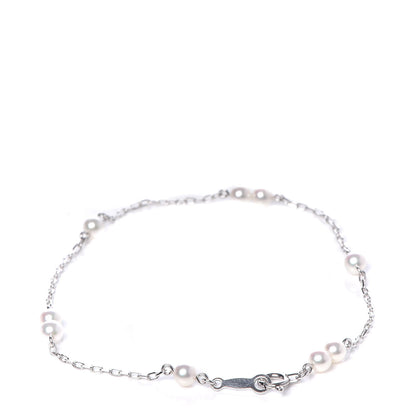 Mikimoto 18K White Gold Akoya Pearl 3.5-4mm Station Bracelet 3 of 4