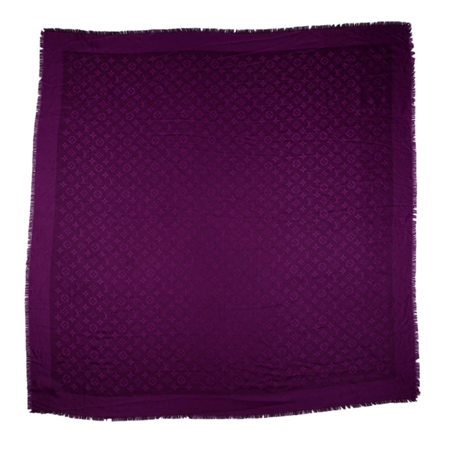 Louis Vuitton Silk Wool Monogram Voile Shawl Cassis 3 of 5