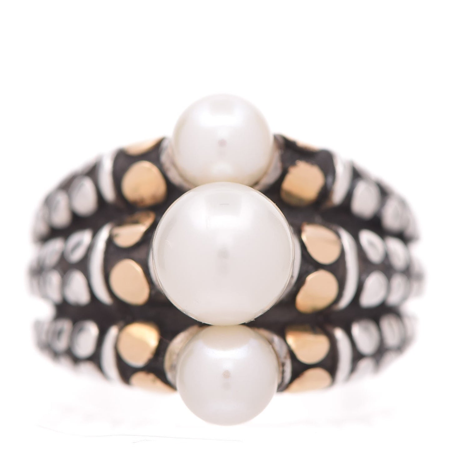 Sterling Silver 18K Yellow Gold Pearl Dot Ring 54.14 7