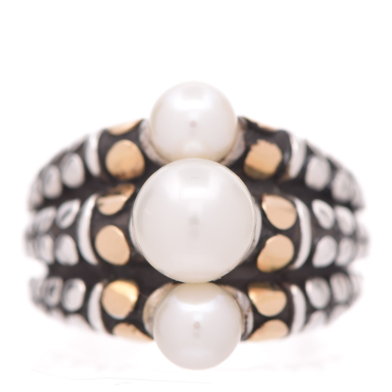 John Hardy Sterling Silver 18K Yellow Gold Pearl Dot Ring 54.14 7 1 of 5