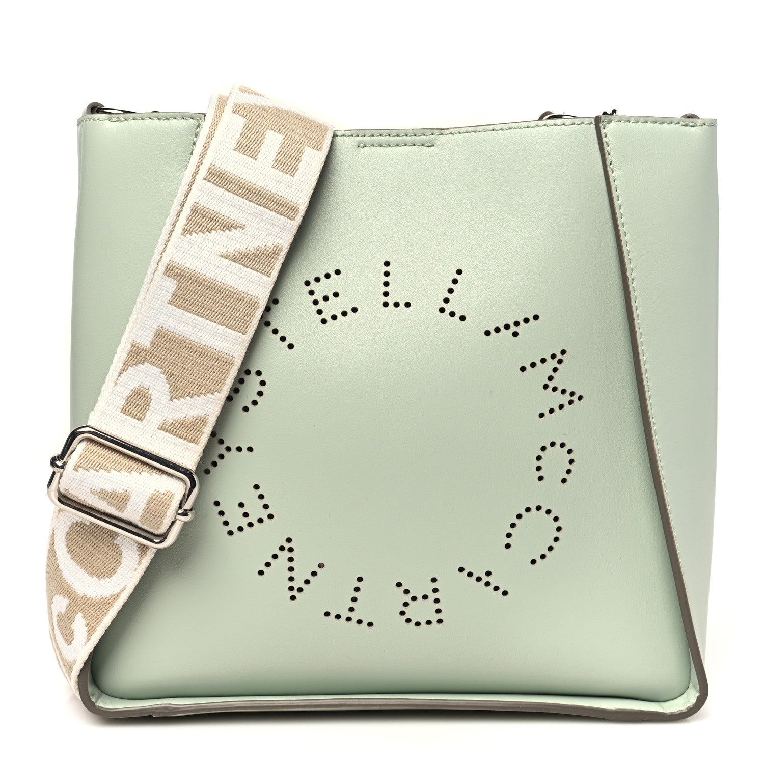 Stella McCartney Eco Alter Nappa Perforated Logo Mini Crossbody Sage Green 1 of 11