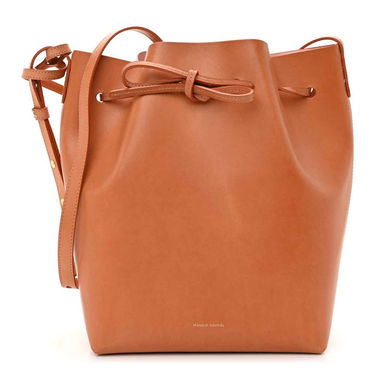 Vegetable Tanned Calfskin Bucket Bag Cammello Rosa