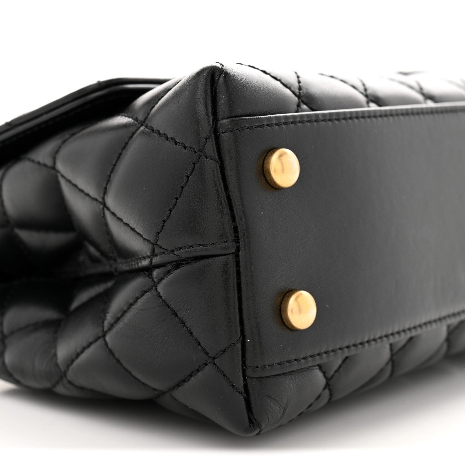 Chanel Calfskin Quilted Mini Logo Coco Handle Flap Black 1882704
