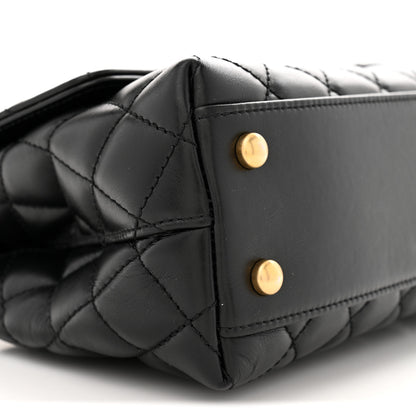 Chanel Calfskin Quilted Mini Logo Coco Handle Flap Black 8 of 11