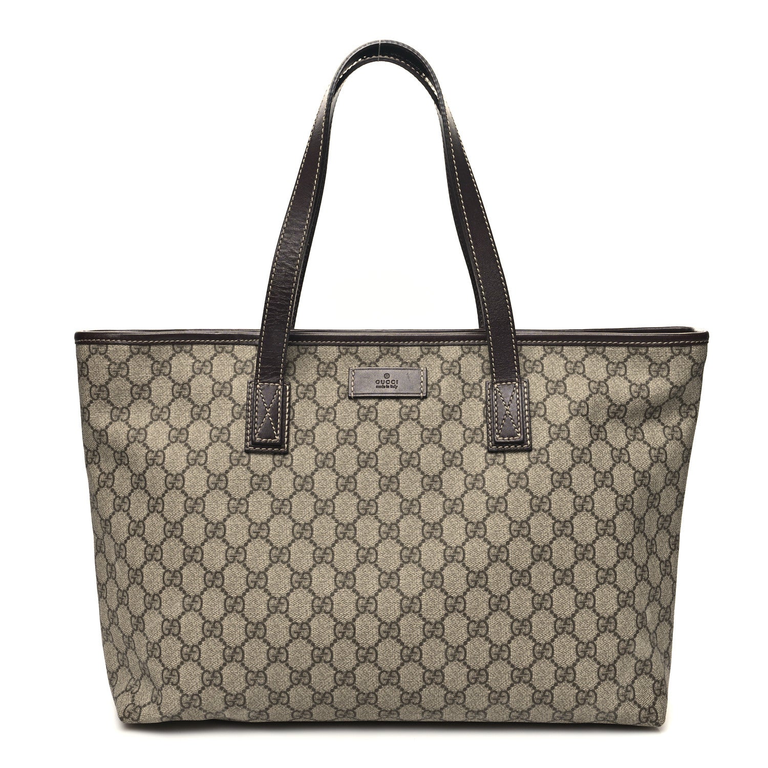 Gucci GG Supreme Monogram Medium Zippered Shopping Tote Dark Brown 1 of 9