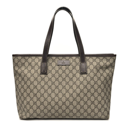 Gucci GG Supreme Monogram Medium Zippered Shopping Tote Dark Brown 1 of 9