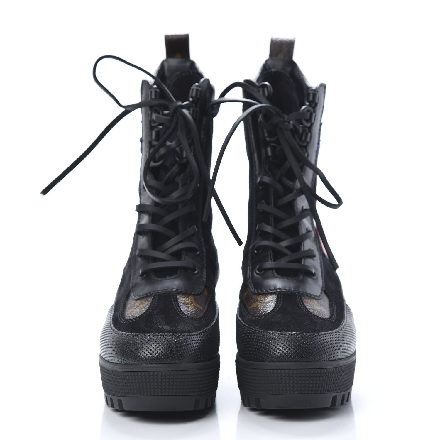 Louis Vuitton Suede Calfskin Monogram LV Black Heart Laureate Platform Desert Boots 37 Black 2 of 6