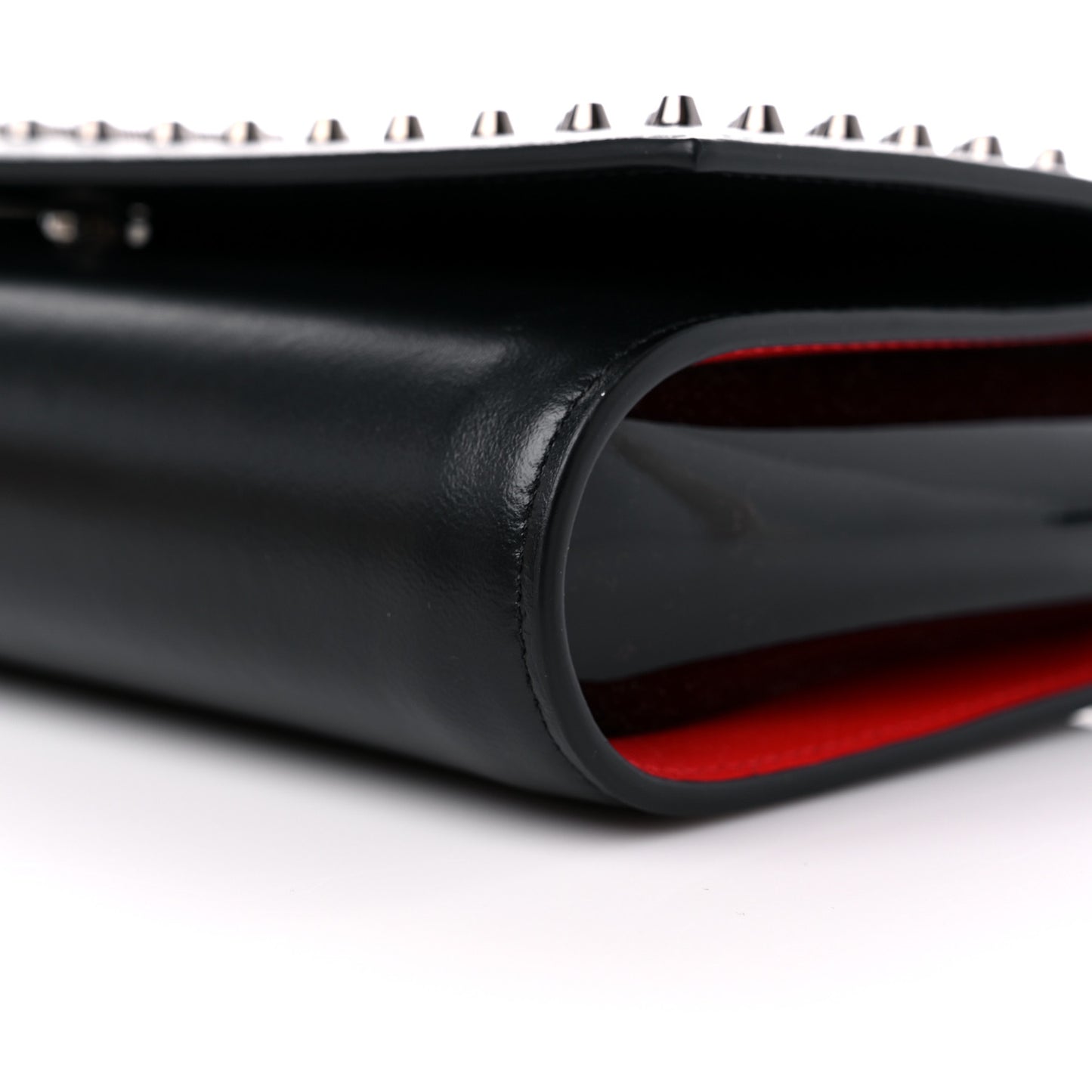 Calfskin Patent Spikes Paloma Clutch Black