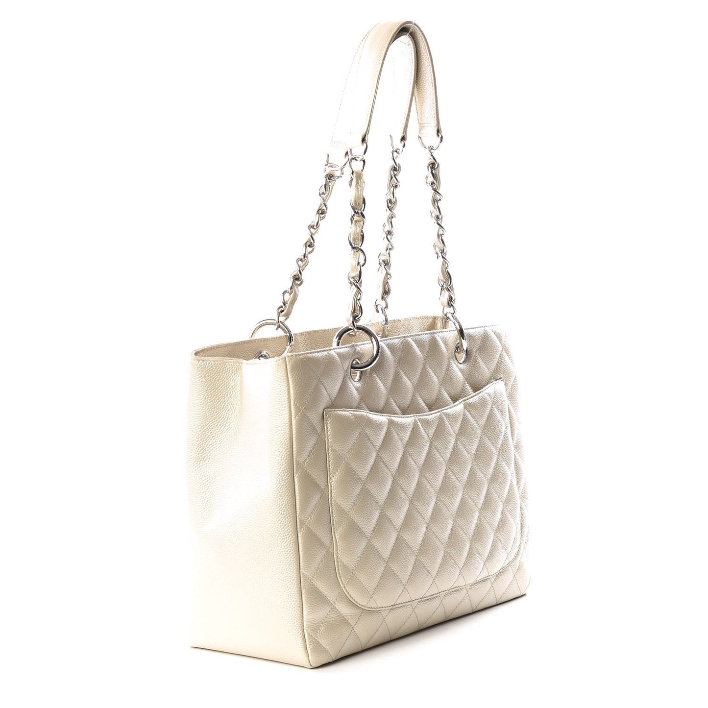 Caviar Quilted Grand Shopping Tote GST Pearl