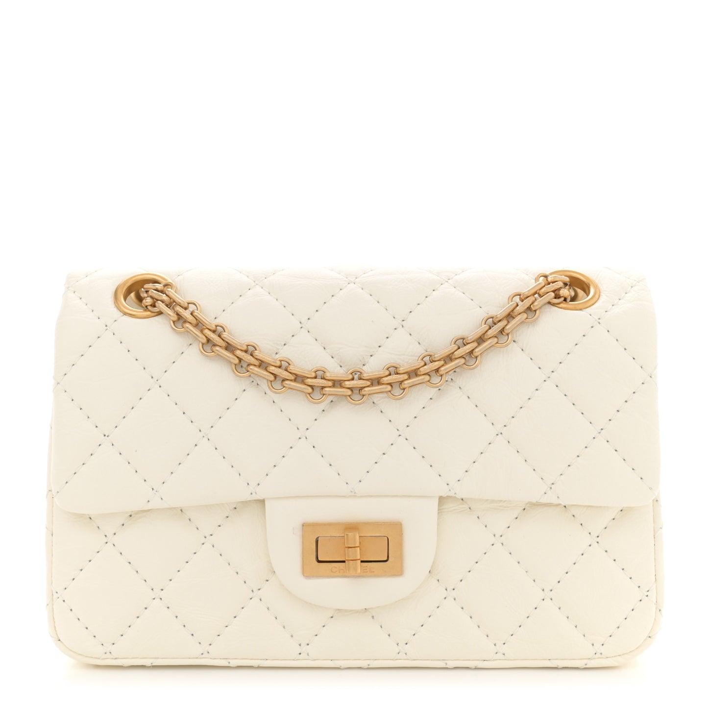 Aged Calfskin Quilted 2.55 Reissue Mini Flap White
