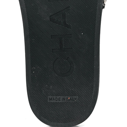Chanel Tweed Lambskin Chain Flat Sandals 37 Black Multicolor 6 of 8