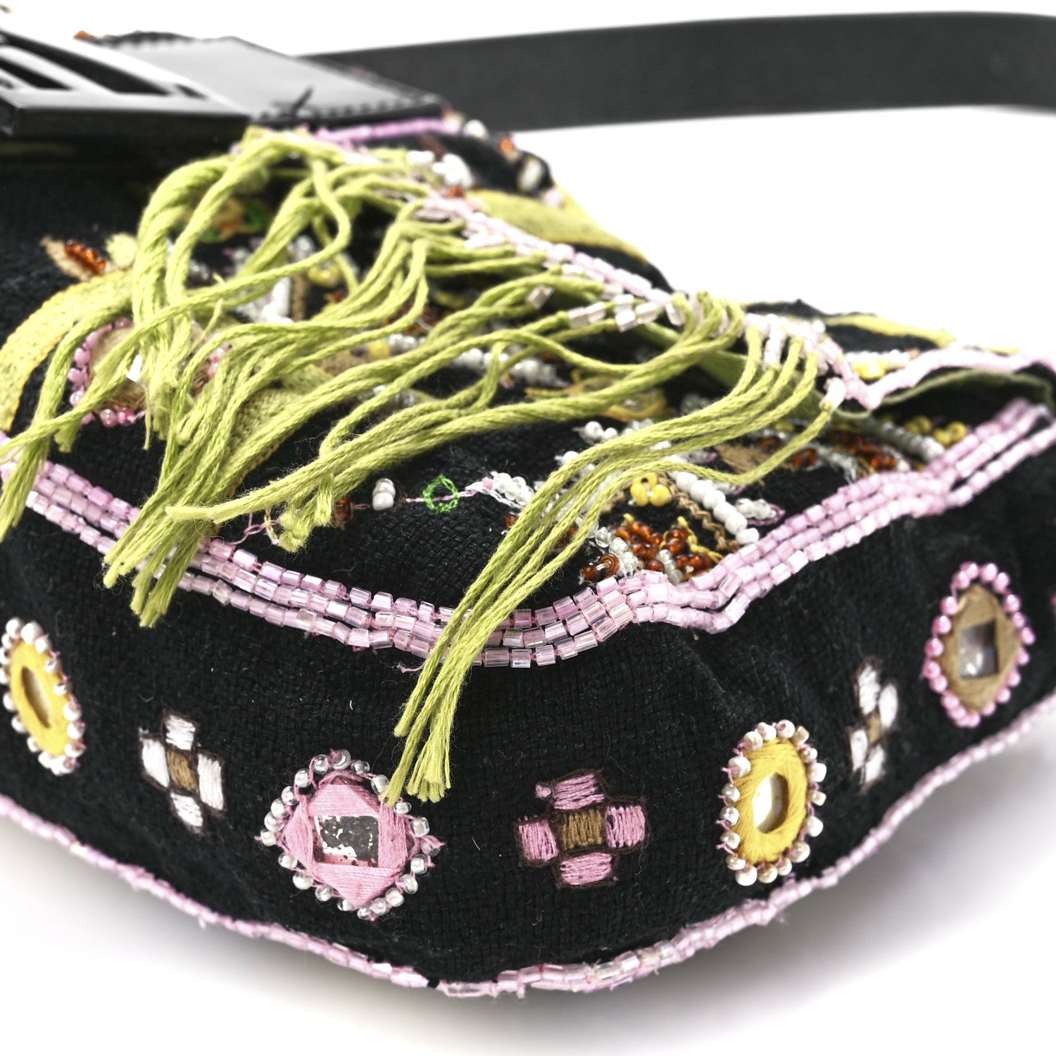 Fendi Satin Beaded Baguette Black Multicolor 10 of 11