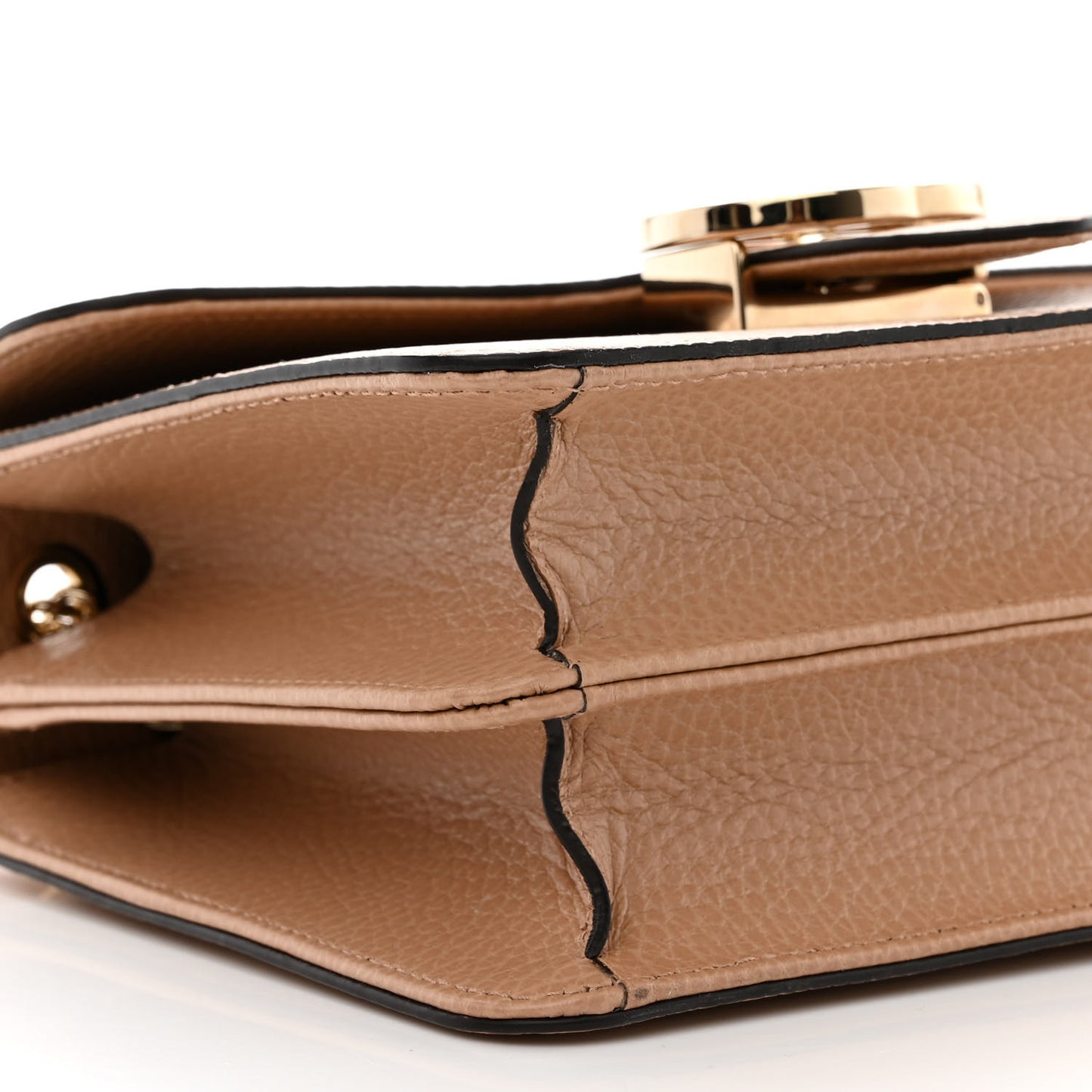 Dollar Calfskin Small Interlocking G Shoulder Bag Camelia