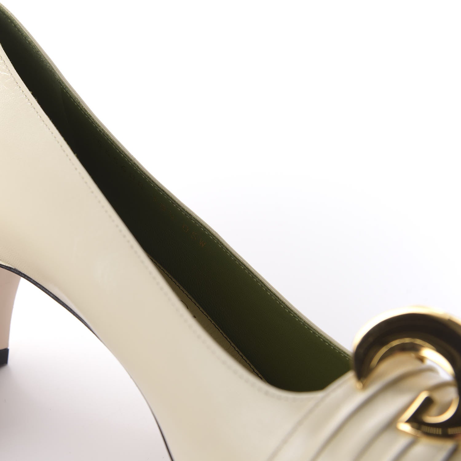 Gucci Malaga Kid Half Moon GG Square Toe Pumps 38.5 Vintage White 8 of 10