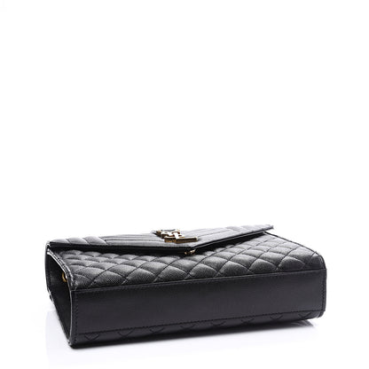 Saint Laurent Grain De Poudre Textured Mixed Matelasse Triquilt Medium Monogram Satchel Black 3 of 10
